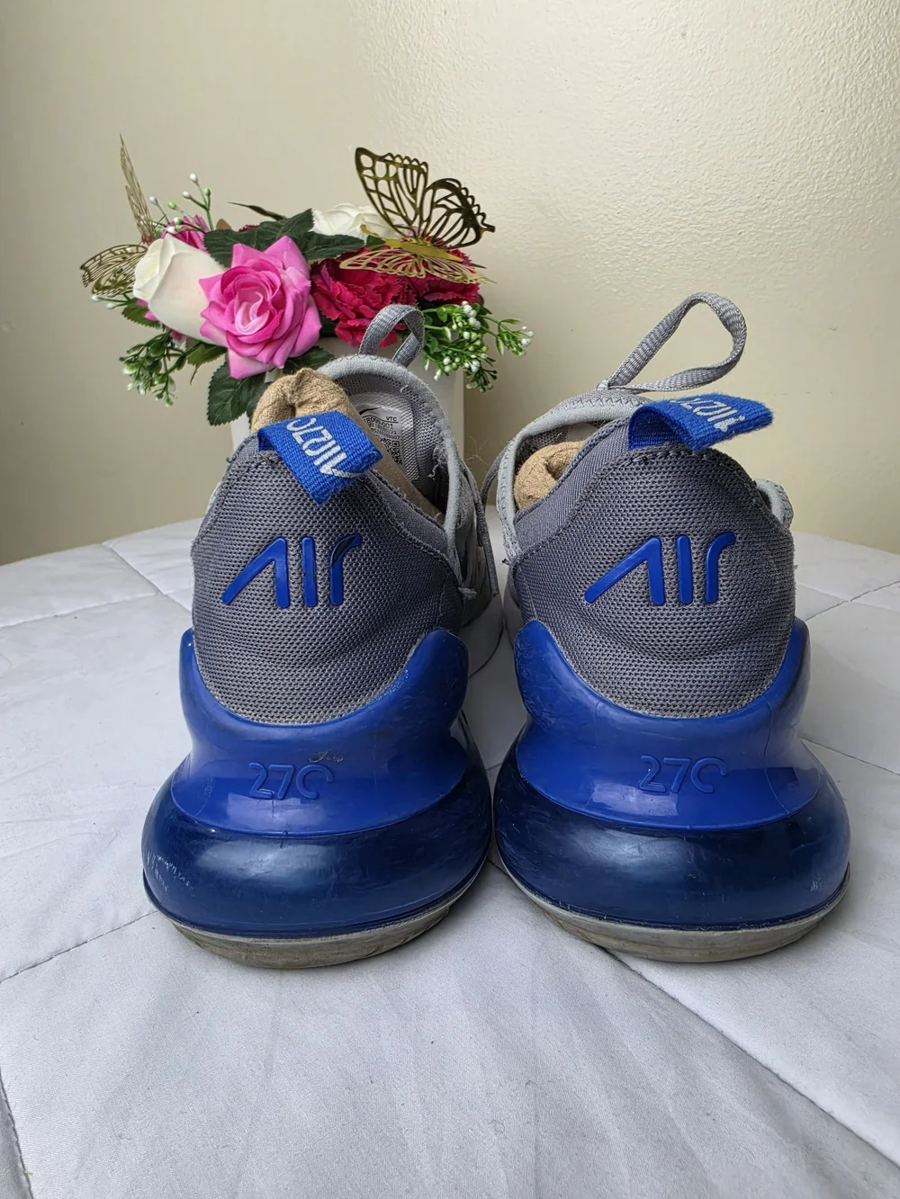 Nike Air Max 270 Grey & Blue Sneakers Big Boy Size Yy